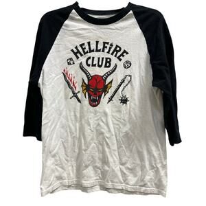 Stranger Things "Hellfire Club" raglan 3/4 sleeve sz M